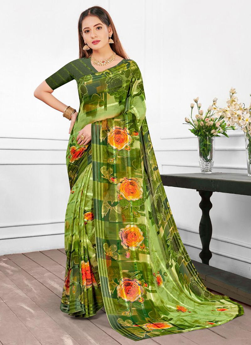 RadhaRani Weightless Satin Patti Trendy Look designer Casual Wear Sarees Collection 21021-21028